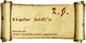 Klopfer Jolán névjegykártya